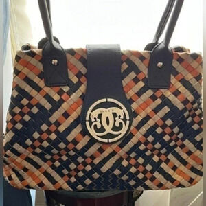 Sharif Orange and Blue leather woven Bag-BNWT